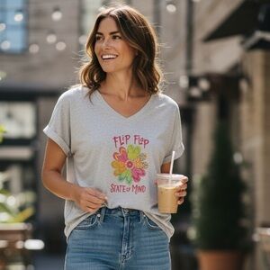 🆕 Zenana SOFT MELANGE HACCI V-NECK TEE